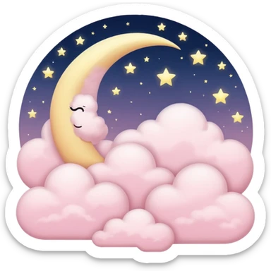 Crescent moon and light pink clouds sticker