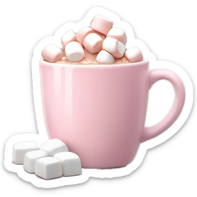 Light Pink mug of hot chocolate with marshmallows  sticker
