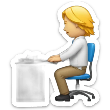 un informaticien derrière un pc, qui dort sticker