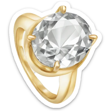 Oval diamond ring with gold band sticker