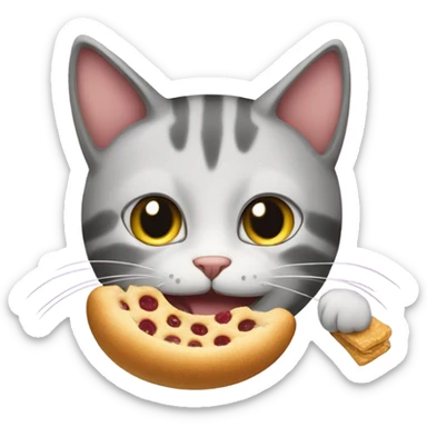 Cat eating a snack sticker