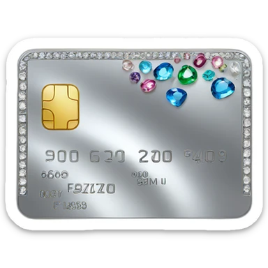 Silver credit card with gems sticker