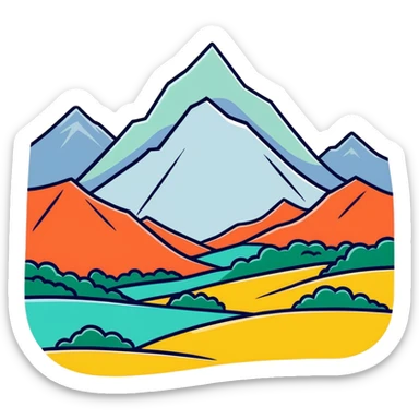 cool graphic t-shirt design with mountain landscape sticker