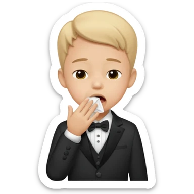 a child covering their mouth while sneezing, etiquette theme sticker