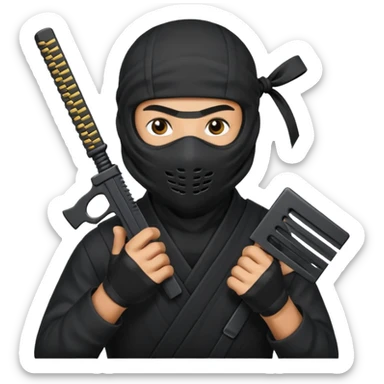 Créame este emoji 🥷🏾 con una glook y peine estendido en la mano  sticker