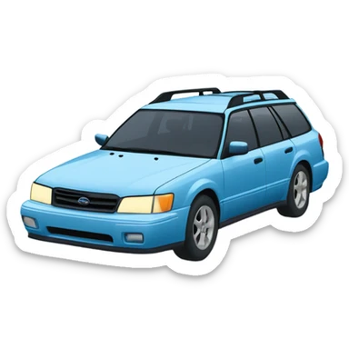Light Blue 1990 Subaru legacy wagon stuck in a snowy ditch sticker