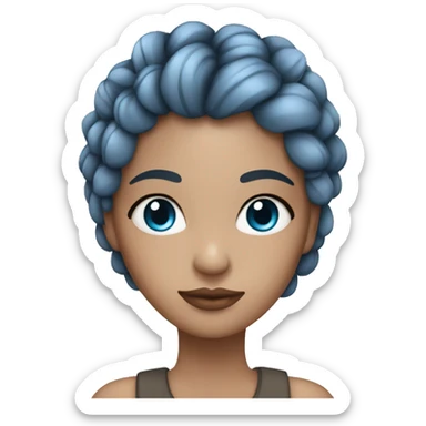 chica de ojos azules con trenzas color gris sticker