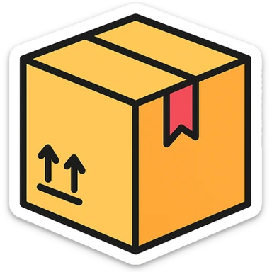 colored icon of a cardboard box representing goods sticker