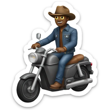 cowboy riding a moped sticker