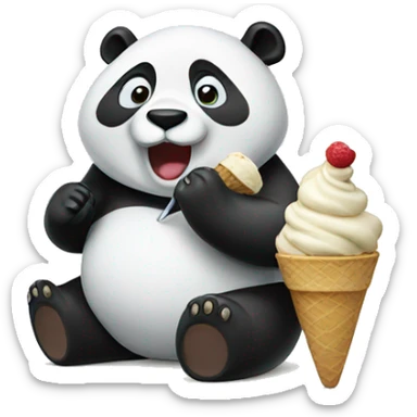 Panda eating ice cream sticker