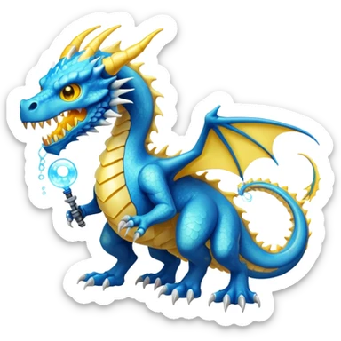 a electric bone dragon with bue teeth, yellow eyes, electricity breathing bubbles (full body) sticker