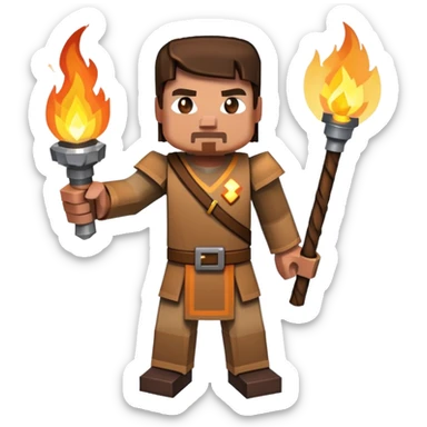 Minecraft character holding a torch sticker