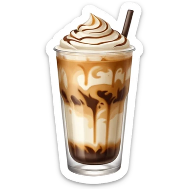 Iced Latte with espresso marbled in milk in glass cup sticker