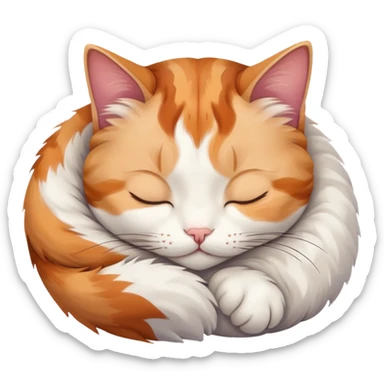 A cute cat curled up sleeping, peaceful expression sticker