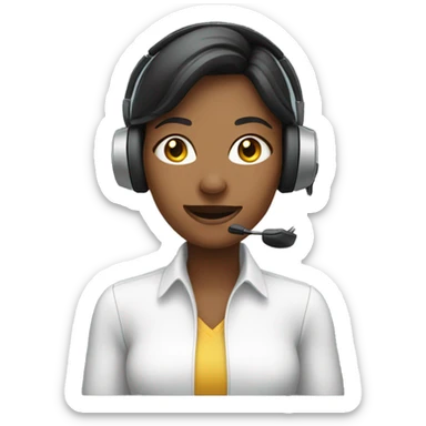 A young woman calling with a headset sticker