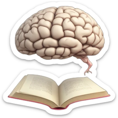 brain with book sitting sticker