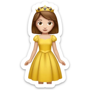 Princess daisy yelllow dress standing with brown hair sticker