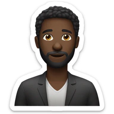 Handsome deep dark skin man with beard and fade sticker