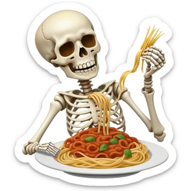 Skeleton eating spaghetti  sticker