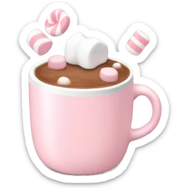 Light Pink mug of hot chocolate with marshmallows  sticker