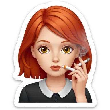 Red haired girl smoking sticker