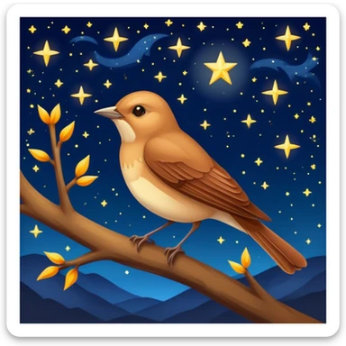 nightingale against starry night sky sticker