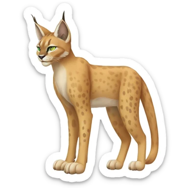 Beige Lynx-Caracal-Fakemon-hybrid with orange points with spots, green eyes brown toes, and short tail, full body sticker