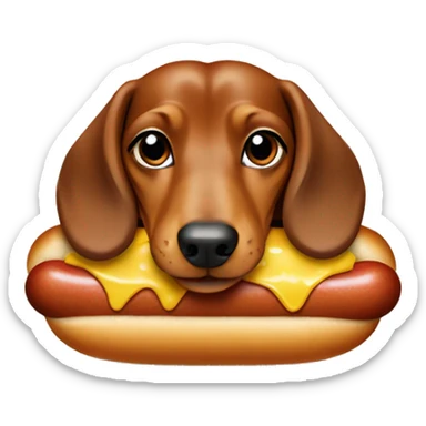 Daschund in a hot dog bun sticker