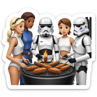 OG Stormtroopers enjoying a bbq and talking to hot Star Wars girls sticker