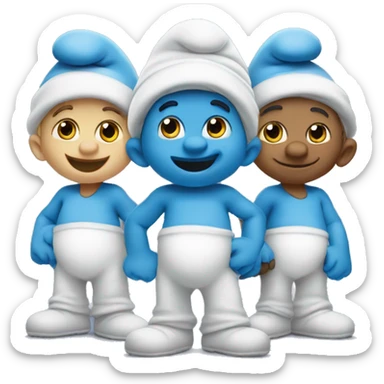 three cute Smurfs  sticker