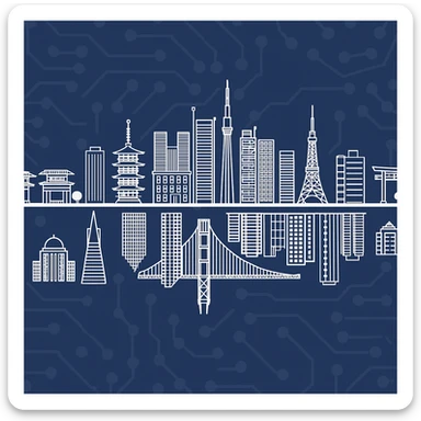 Can you create a mirror image, below this image, but make the image below of the San Francisco Skyline sticker