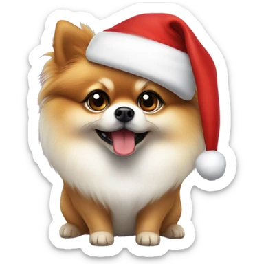 lulu pomeranian with santa claus hat
 sticker