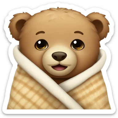  cute teddy bear cozy in blanket sticker