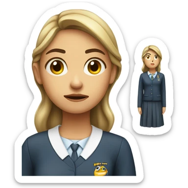 bored female student uniform sticker