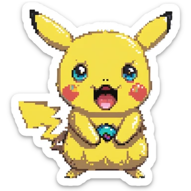 surprised shocked Pikachu with open mouth sticker