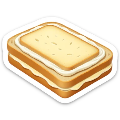 A piece of bread with mayonnaise sticker