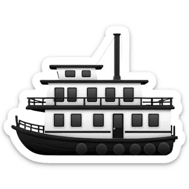 Simple black and white houseboat as basic and small as possible sticker