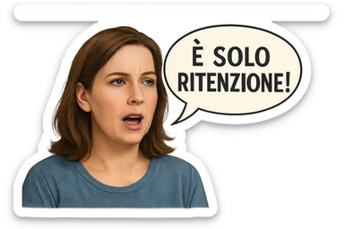 DONNA REALISTICA CHE DICE IN UN FUMETTO ALLA SUA DESTRA: "è SOLO RITENZIONE!" sticker