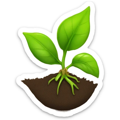 A tiny, seed with a single, bright green sprout emerging from its cracked shell. The background could be a simple brown soil texture. sticker