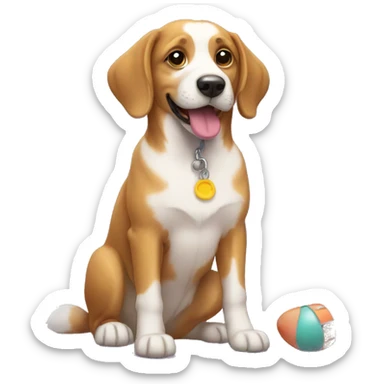 dog with toys sticker