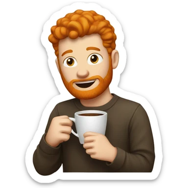 Ginger drinking coffee sticker