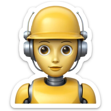 robot with yellow hat sticker