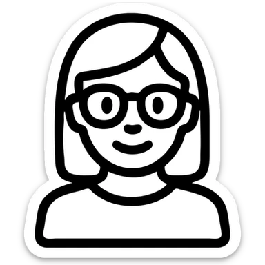 Add glasses to the woman, outlined style, friendly expression, minimal details, suitable for digital use, with no background sticker