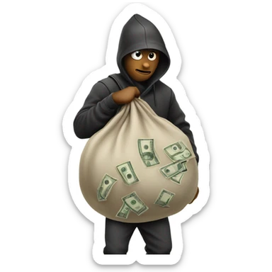 Robber with money sack on back sticker