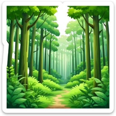lush green forest with tall trees sticker