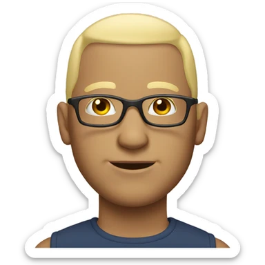 bald man with blond hair and glasses sticker