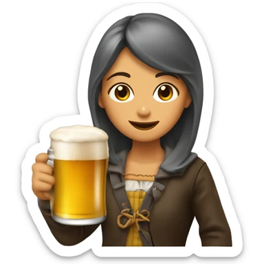 Fille avec un mulet long buvant de la bière  sticker