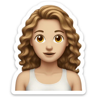 white girl with wavy brown hair standing sticker