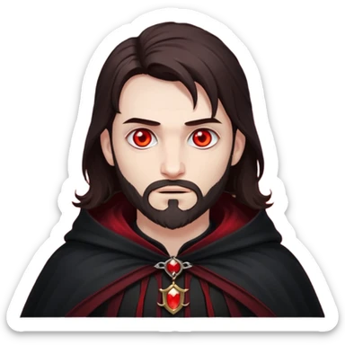 Evil, shadowie Male lord with Red glowing eyes and Long darkBrown Hair and chin beard sticker