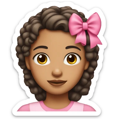 lightskin girl with a pink bow sticker